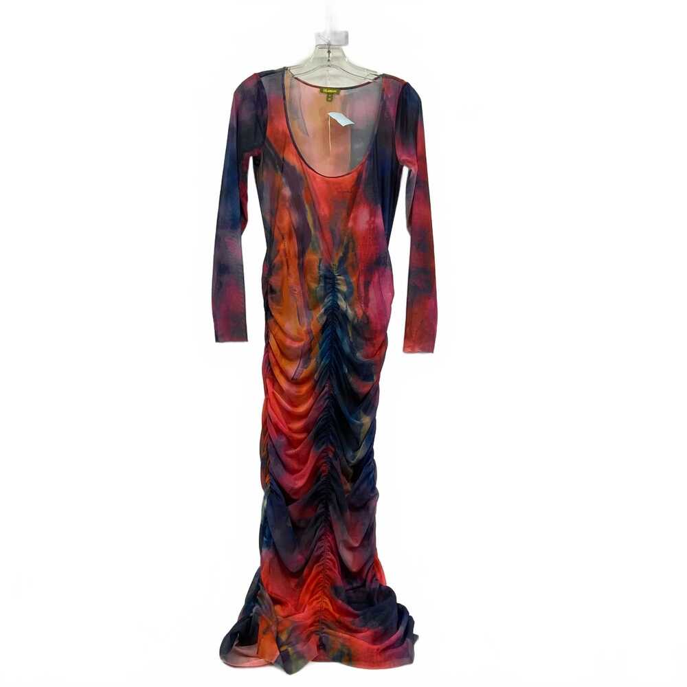Celandine Orange/Blue Mesh Tie Dye Maxi Dress | Women’s M